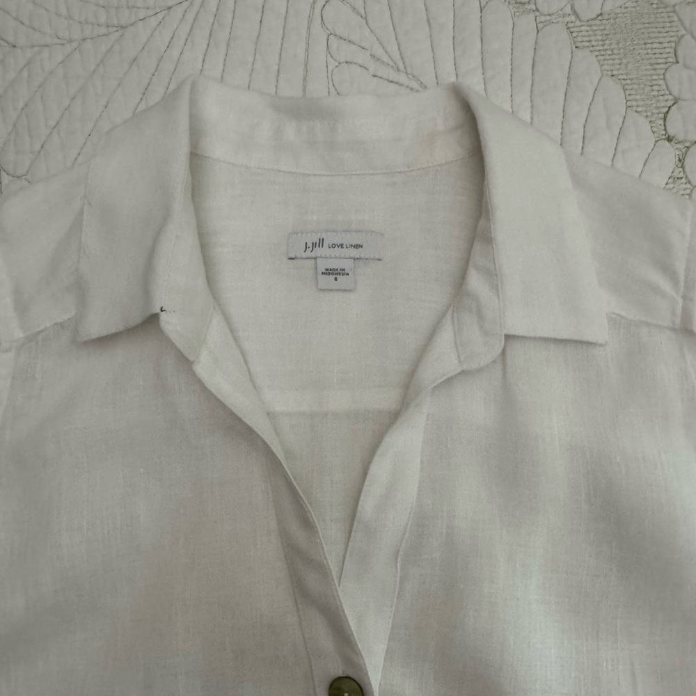 J Jill Sleeveless Button-Front White Linen Top- Size S - Picture 7 of 12